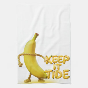 Keep It Tide – Funny Banana Typography Minimalist  Kitchen Towel