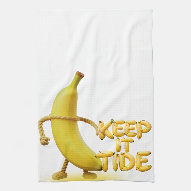 Keep It Tide – Funny Banana Typography Minimalist  Kitchen Towel (Vertical)