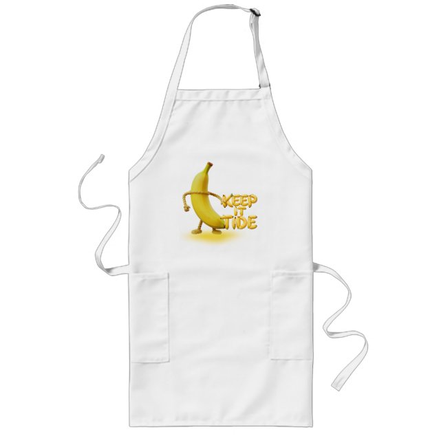 Keep It Tide – Funny Banana Typography Minimalist  Long Apron (Front)