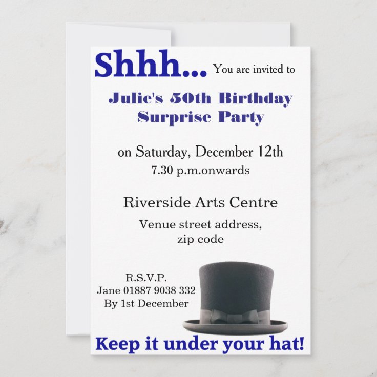 Keep it Under Your Hat Invitation Zazzle