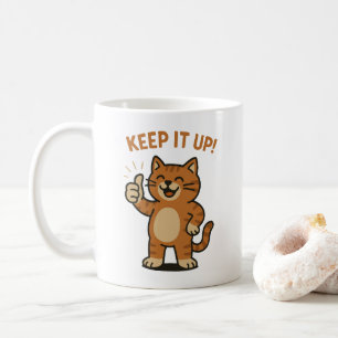 Keep It Up! Motivational Encouragement Retro Cat Coffee Mug