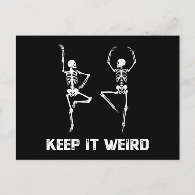 Keep It Weird Dancing Skeleton Invitation Postcard (Front)