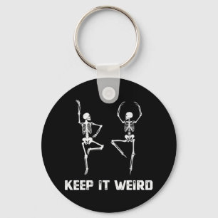 Keep It Weird Dancing Skeleton Keychain
