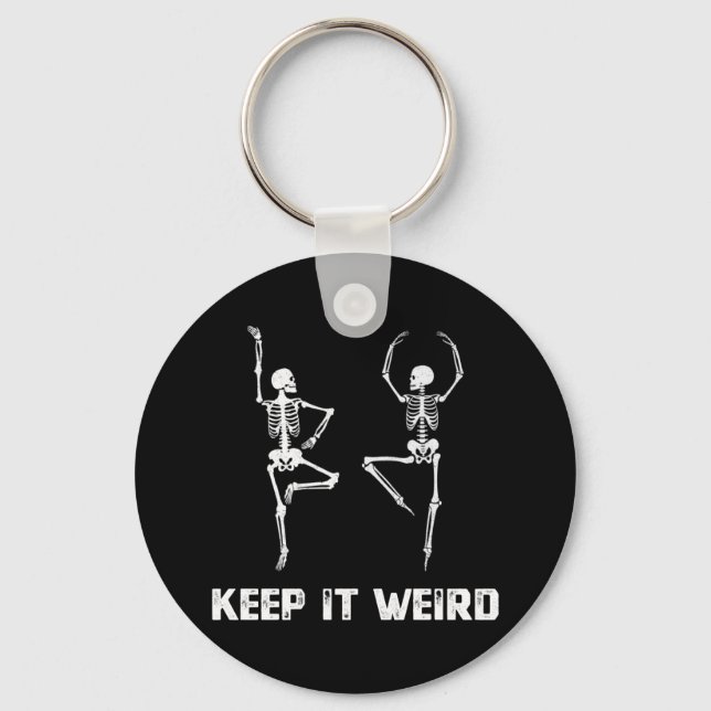 Keep It Weird Dancing Skeleton Keychain (Front)