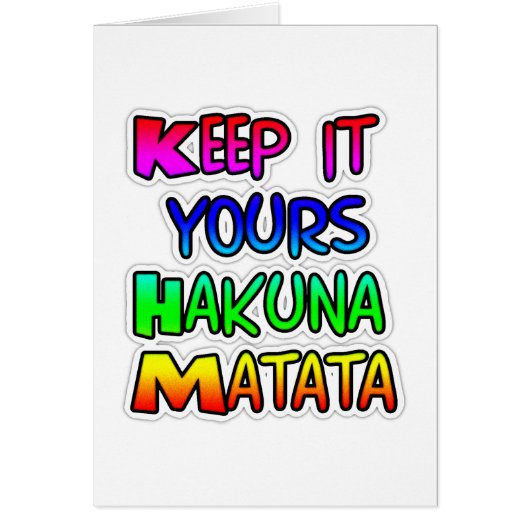 KEEP IT YOURS Hakuna Matata Gifts Cards (Front)