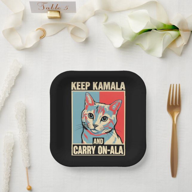 Keep Kamala and Carry On-A-La LA Kamala Harris Paper Plates (Wedding)