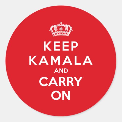 Keep Kamala And Carry On  Kamala Harris 2024 Classic Round Sticker