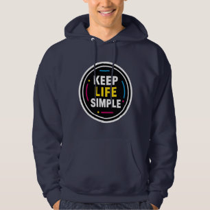 Keep Life Simple Minimalist Graphic Navy Hoodie
