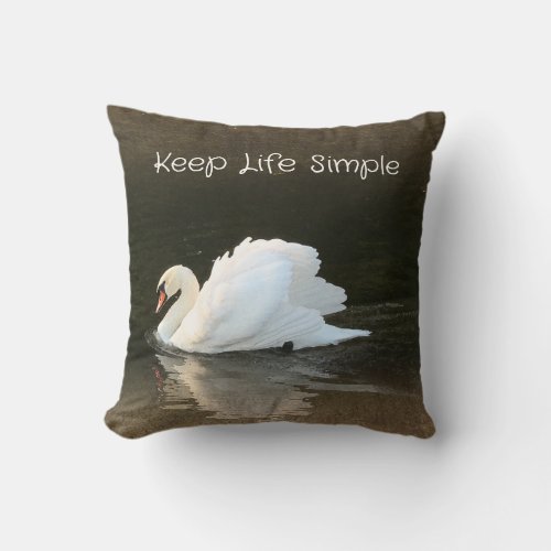 Keep Life Simple Swan Photograph Throw Pillow