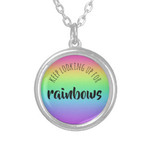Keep Looking Up for Rainbows Silver Plated Necklace