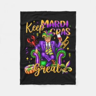 Keep Mardi Gras Great Carnival Outfit Funny Trump Fleece Blanket