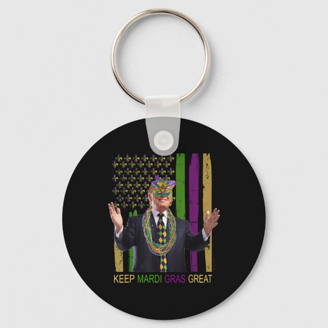 Keep Mardi Gras Great Funny Trump Mardi Gras 2020 Keychain (Front)