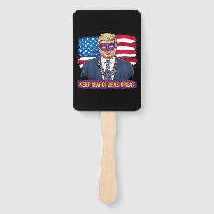 Keep Mardi Gras Great Funny Trump Mardi Gras 2025 Hand Fan