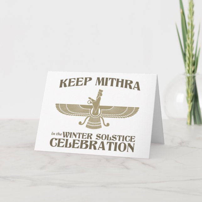 Keep Mithra in the Winter Solstice Celebration Holiday Card (Front)