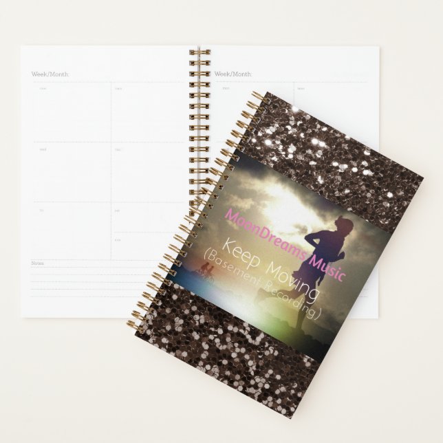 Keep Moving Brown Faux Glitter Planner (Display)