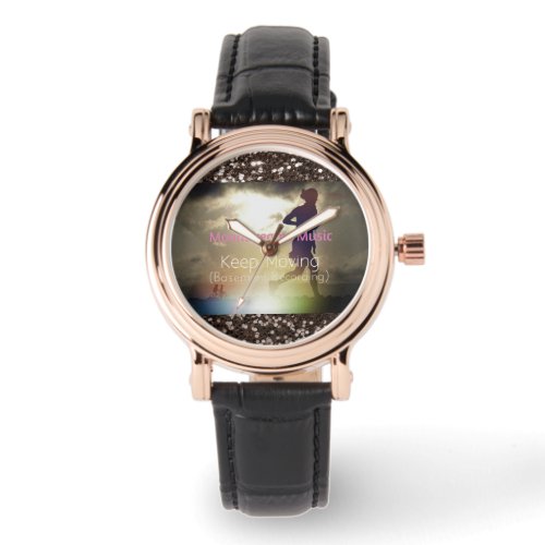 Keep Moving Brown Faux Glitter Watch