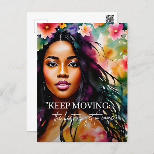 Keep Moving Encouragement Quote Melanin Woman Postcard