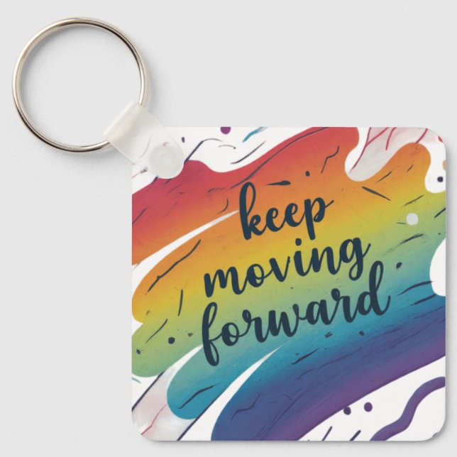 Keep Moving Forward Aluminum Square Keychain (Front)