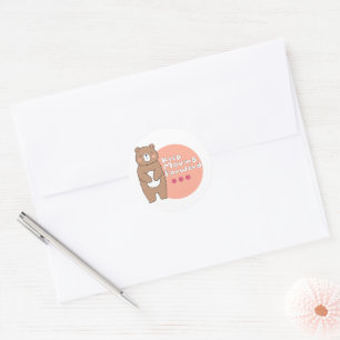 Keep moving forward Kawaii happy bear pink & brown Classic Round Sticker