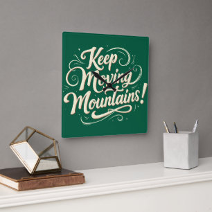 Keep Moving Mountains Motivational Design Square Wall Clock