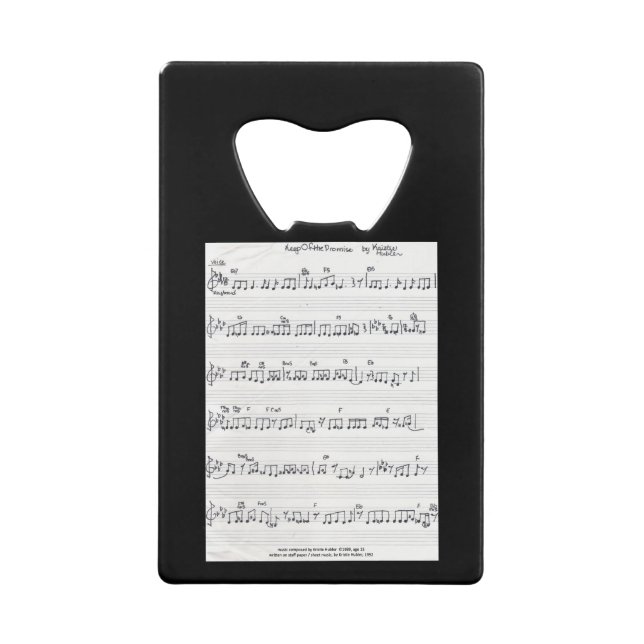 Keep Of The Promise Sheet Music bottle opener (Front)