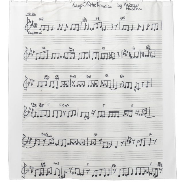 Keep of the Promise Sheet Music Song bath curtain (Front)