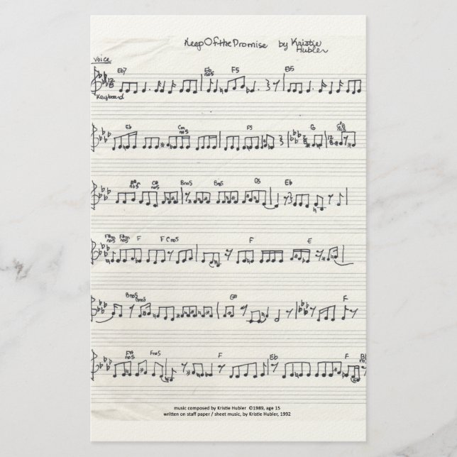 Keep Of The Promise Sheet Music stationery (Front)