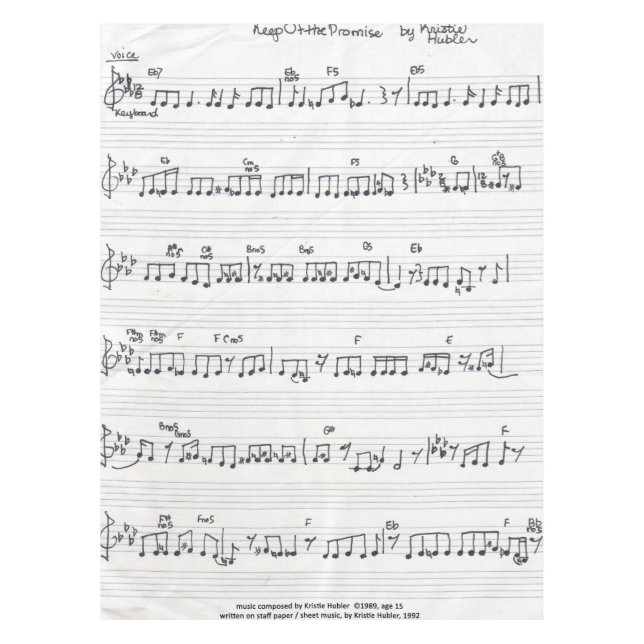 Keep Of The Promise Sheet Music tablecloth (Front)