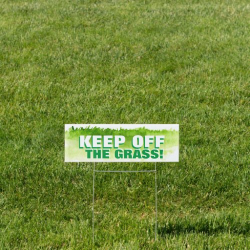 Keep off the grass green watercolor and text sign