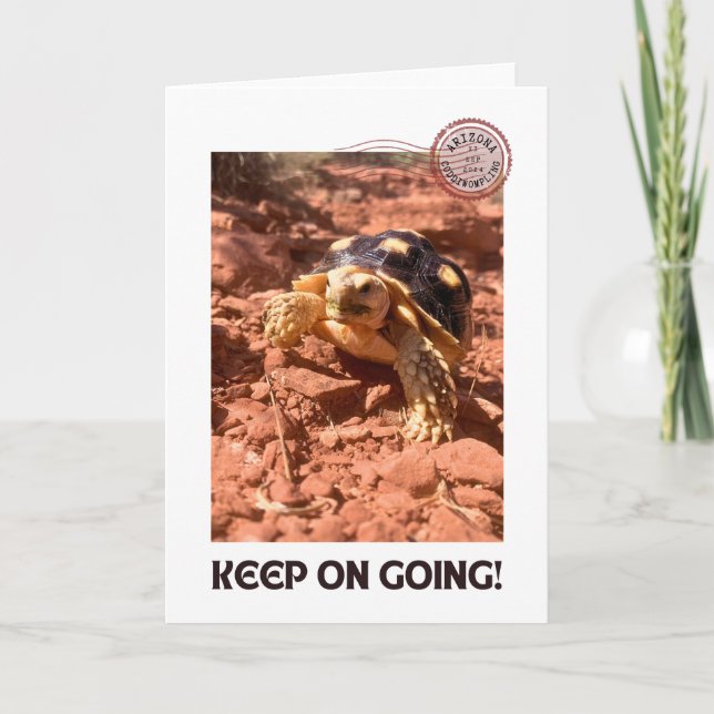 Keep on Going Inspirational coddiwompling Turtle Letterpress Thank You Card (Front)