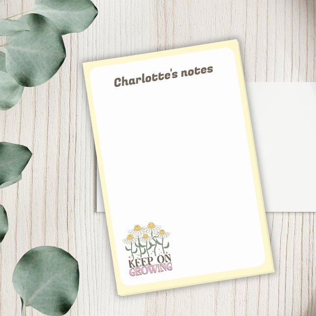 Keep On Growing Positive Quotes Retro Flowers Post-it Notes (Creator Uploaded)