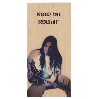 Keep on Rockin' Wood USB Flash Drive