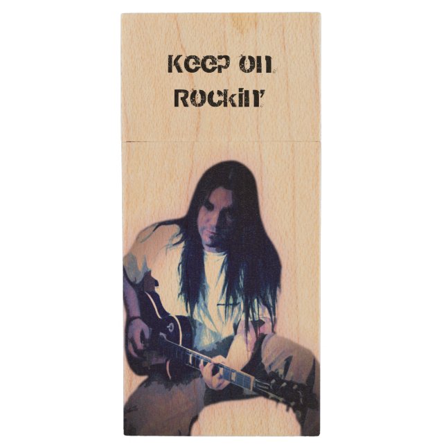 Keep on Rockin' Wood USB Flash Drive (Front Vertical)