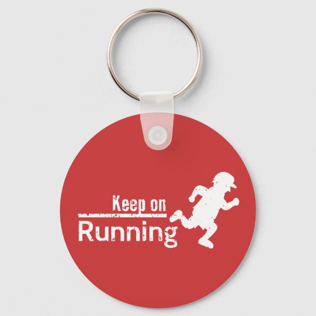 Keep on Running in White Grunge Keychain (Front)