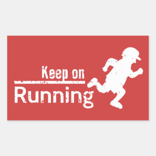 Keep on Running in White Grunge Rectangular Sticker