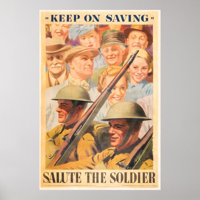 Keep On Saving. Reprint of British wartime poster. Poster (Front)