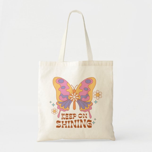 Keep On Shining Butterfly Tote Bag (Front)