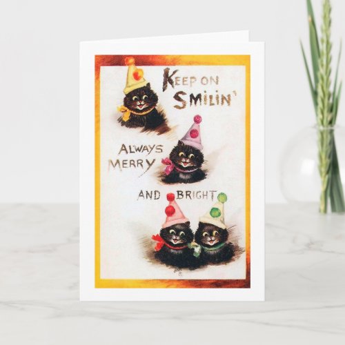 Keep on Smilin Black Cat Louis Wain Card