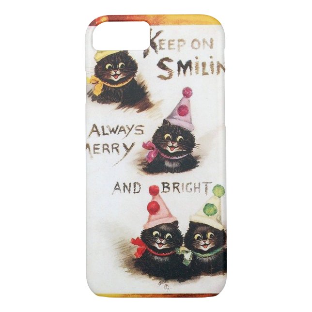 Keep on Smilin, Black Cat, Louis Wain Case-Mate iPhone Case (Back)