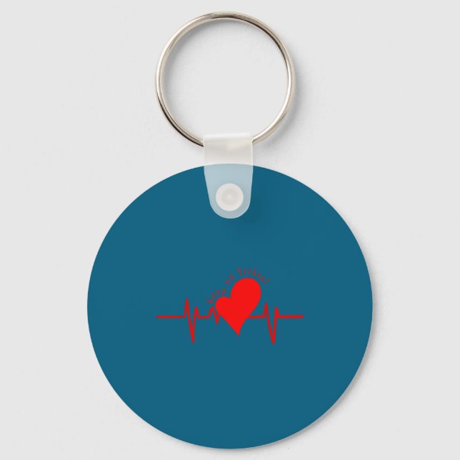 Keep On Tickin! Ekg Heartbeat Cow Valve Heart Pati Keychain (Front)