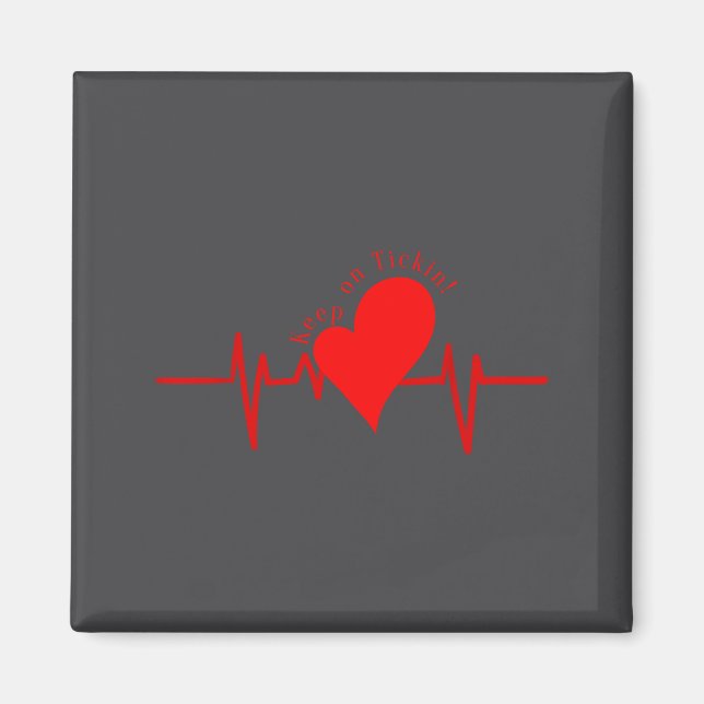 Keep On Tickin! Ekg Heartbeat Cow Valve Heart Pati Magnet (Front)