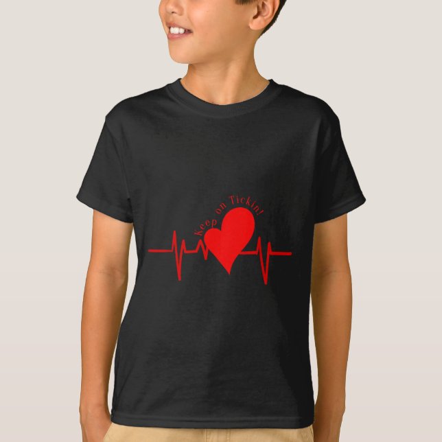 Keep On Tickin! Ekg Heartbeat Cow Valve Heart Pati T-Shirt (Front)