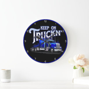 Keep On Truckin' Blue Rig Large Clock