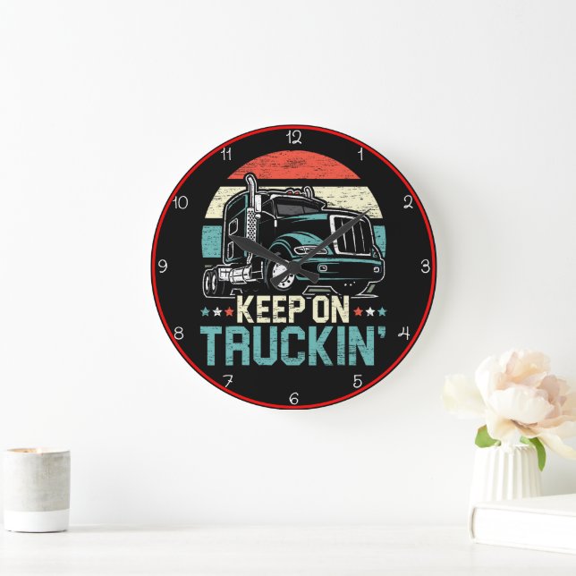 Keep On Truckin': Retro Road Large Clock (Home)