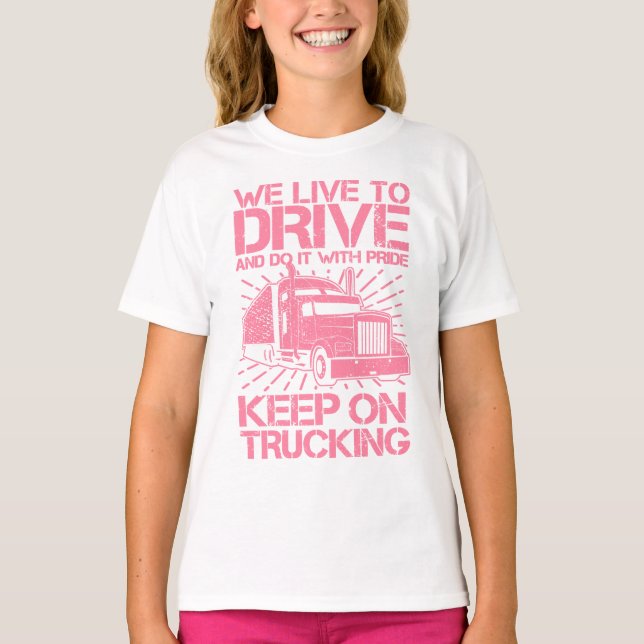 Keep on Trucking 18 Wheeler Pink T-Shirt (Front)