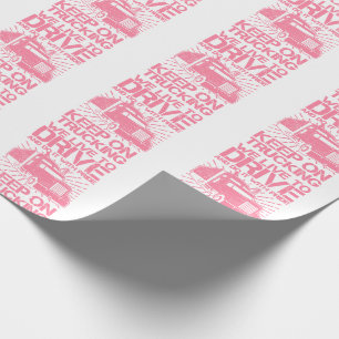 Keep on Trucking 18 Wheeler Pink Wrapping Paper
