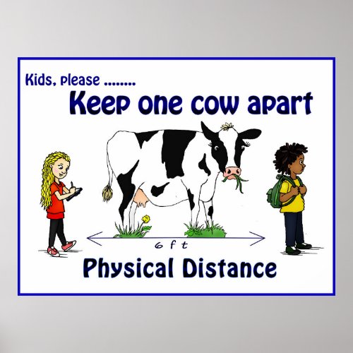 Keep One Cow Apart Physical Distance Poster