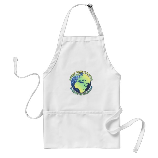 Keep our Earth shiny clean Earth Day blue sparkles Adult Apron (Front)