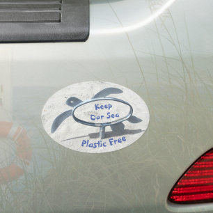 Keep Our Sea Plastic Free Sea Turtle Car Magnet