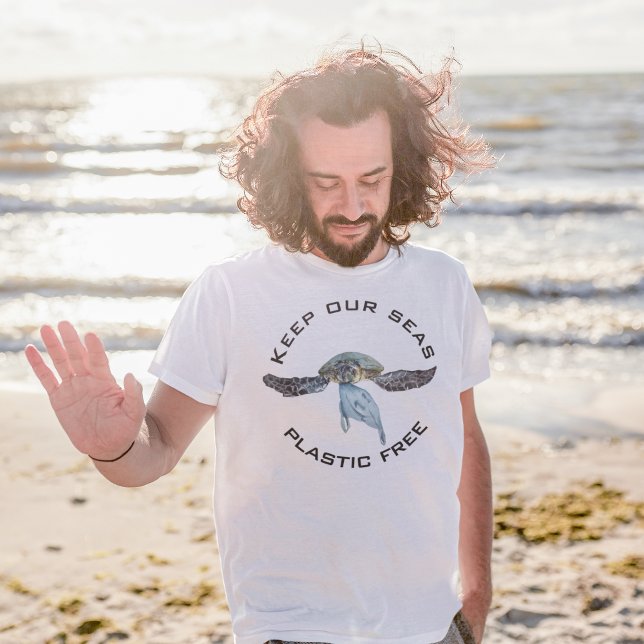 Keep our Sea Plastic Free Watercolor Turtle T-Shirt (Creator Uploaded)